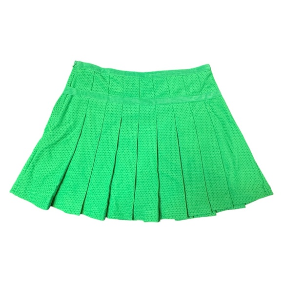 Urban Outfitters OU Pleated Blokette Kelly Green Mini Skirt Size 1 - Picture 2 of 5